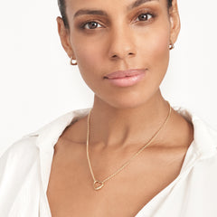 14k Yellow Gold Faux Carabiner Heart on Rolo Necklace, 18"