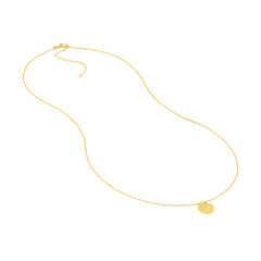 14k Yellow Gold Seashell Pendant Adjustable Necklace, 16"to 18"