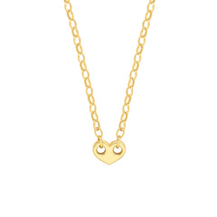14k Yellow Gold Heart Puff Mariner And Oval Rolo Necklace, 18"