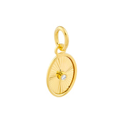 14K Yellow Gold Diamond Oval Pendant,15mm