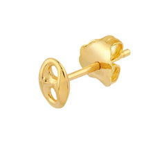 14K Yellow Gold Mariner Link Button Stud Earrings. 7mm