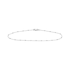 14k Solid Gold Faceted Bead Saturn Chain Anklet, 10" Length