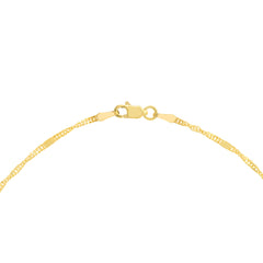 14k Yellow Gold Singapore Flat Saturn Chain Anklet, 10"