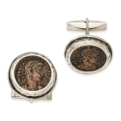 Ancient Coins Sterling Silver and Bronze Antiqued Roman Coin Cufflinks with a Certificate of Authenticity fine designer jewelry for men and women