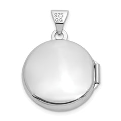 Sterling Silver Rhodium-plated Saint Christopher Protect Us 16mm Round Locket
