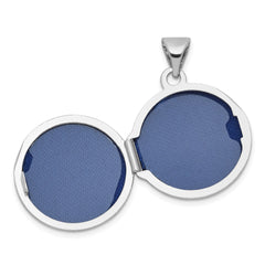 Sterling Silver Rhodium-plated Saint Christopher Protect Us 16mm Round Locket