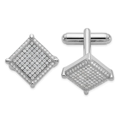 Brilliant Embers Sterling Silver Rhodium-plated 192 Stone Micro Pav’??? CZ Cufflinks fine designer jewelry for men and women