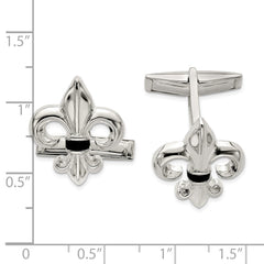 Sterling Silver Fleur De Lis WithOnyx Cuff Links fine designer jewelry for men and women