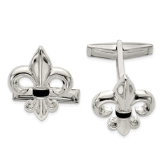 Sterling Silver Fleur De Lis WithOnyx Cuff Links fine designer jewelry for men and women