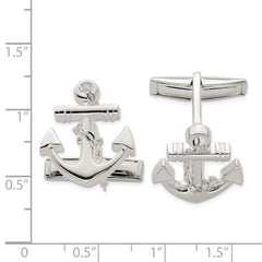 Sterling Silver Anchor with dangle rope Cufflinks fine designer jewelry for men and women