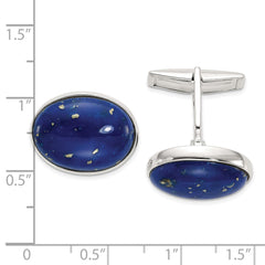 Sterling Silver Cabochon Lapis Cuff Links fine designer jewelry for men and women