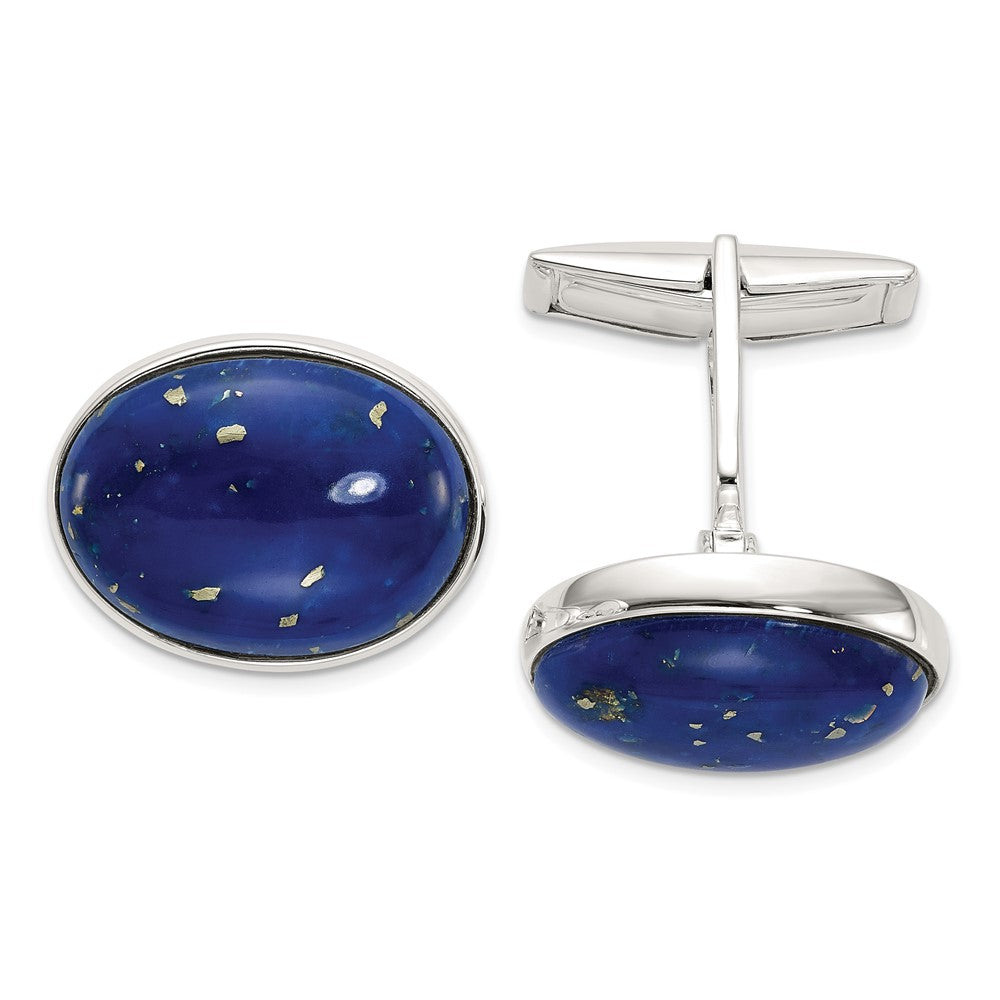 Sterling Silver Cabochon Lapis Cuff Links fine designer jewelry for men and women