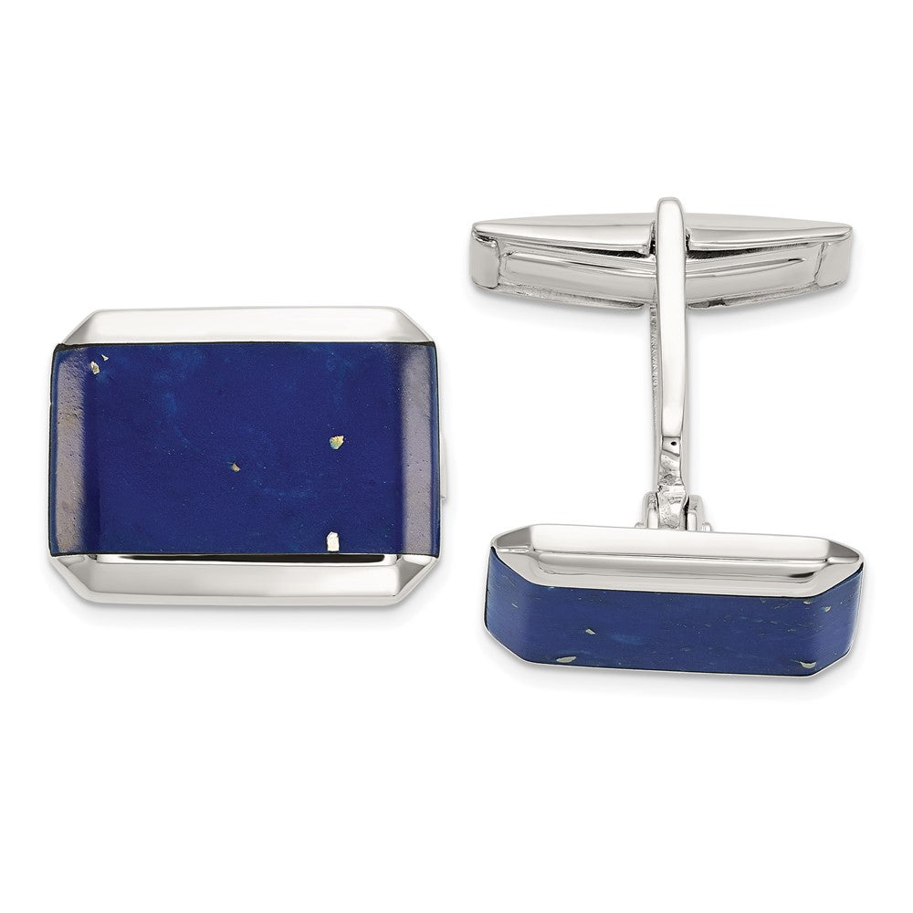 Sterling Silver Rectangle Lapis Cuff Links fine designer jewelry for men and women