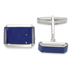 Sterling Silver Rectangle Lapis Cuff Links fine designer jewelry for men and women