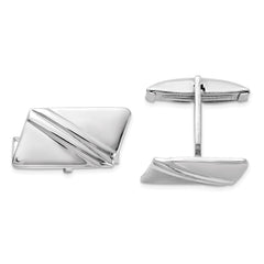 Sterling Silver Rhodium-plated Stripe Design Cuff Links fine designer jewelry for men and women