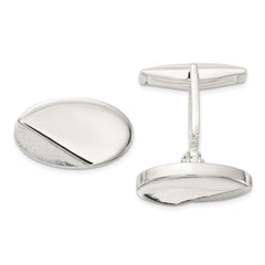 Sterling Silver Polished and Textured Oval Cuff Links fine designer jewelry for men and women