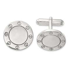 Sterling Silver Polished Circle Cuff Links fine designer jewelry for men and women