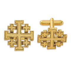 Symbols of Faith Gold-tone Jerusalem Cross Cuff Links fine designer jewelry for men and women