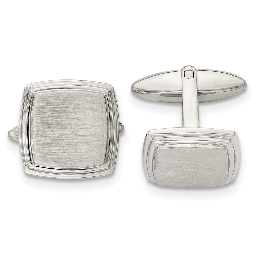 Chisel Stainless Steel Brushed and Polished Square Cufflinks fine designer jewelry for men and women