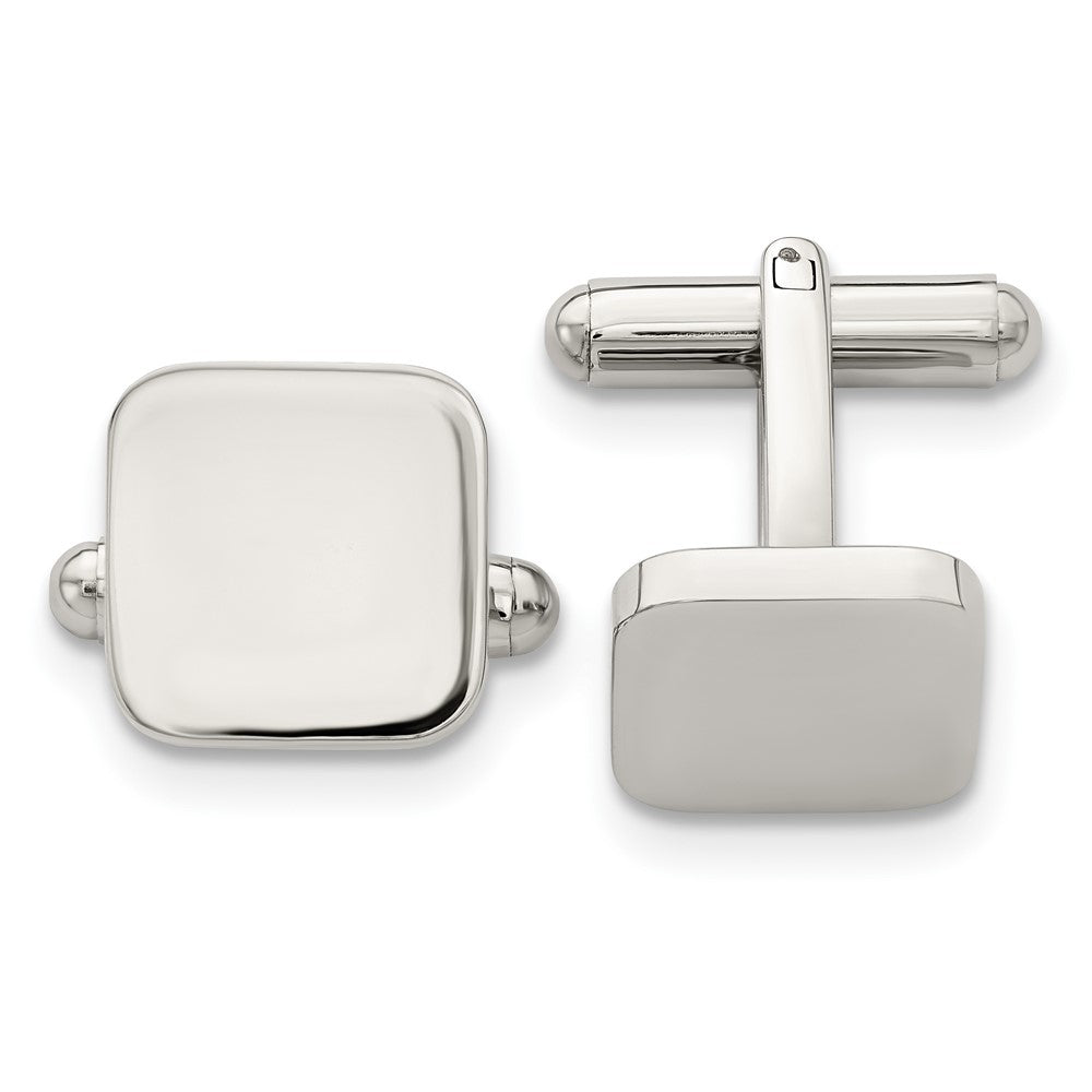 Chisel Stainless Steel Polished Rounded Square Cufflinks fine designer jewelry for men and women