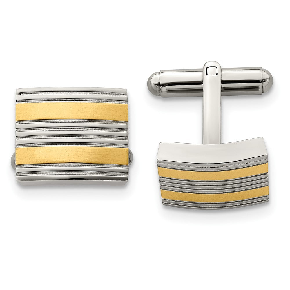 Chisel Stainless Steel Polished Yellow IP-Plated Cufflinks fine designer jewelry for men and women
