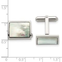 Chisel Stainless Steel Polished Mother Of Pearl Cufflinks fine designer jewelry for men and women