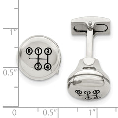 Chisel Stainless Steel Polished Enameled Stick Shift Design Cufflinks fine designer jewelry for men and women