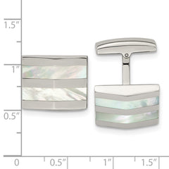 Chisel Stainless Steel Polished Mother Of Pearl Square Cufflinks fine designer jewelry for men and women