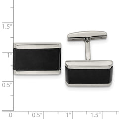 Chisel Stainless Steel Polished Black Onyx Rectangle Cufflinks fine designer jewelry for men and women