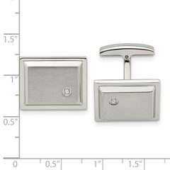 Chisel Stainless Steel Brushed and Polished CZ Rectangle Cufflinks fine designer jewelry for men and women