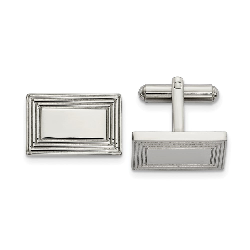Chisel Stainless Steel Polished Rectangle Cufflinks fine designer jewelry for men and women