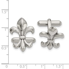 Chisel Stainless Steel Polished Fleur de Lis Cufflinks fine designer jewelry for men and women