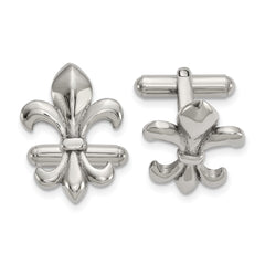 Chisel Stainless Steel Polished Fleur de Lis Cufflinks fine designer jewelry for men and women