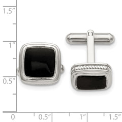 Chisel Stainless Steel Polished Black IP-Plated Textured Edge Cufflinks fine designer jewelry for men and women