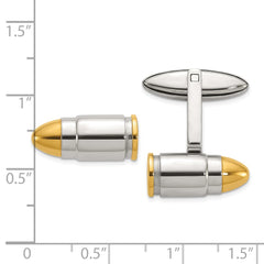 Chisel Stainless Steel Polished Yellow IP-Plated Bullet Cuff Links fine designer jewelry for men and women