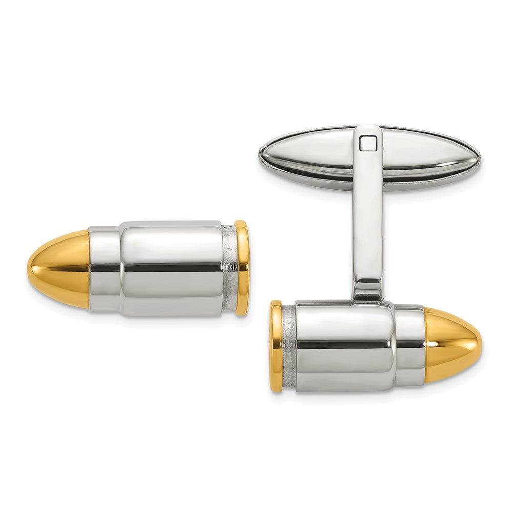 Chisel Stainless Steel Polished Yellow IP-Plated Bullet Cuff Links fine designer jewelry for men and women