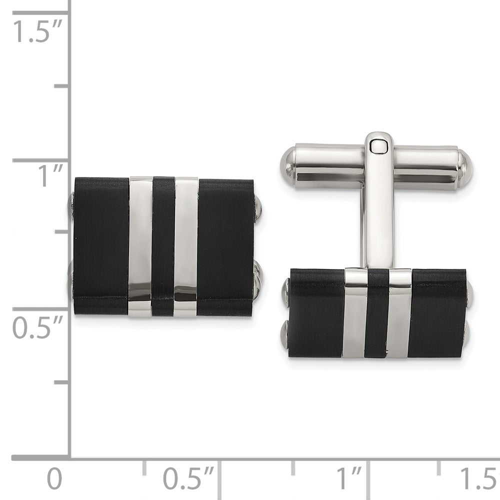 Chisel Stainless Steel Brushed and Polished Black IP-Plated Cuff Links fine designer jewelry for men and women