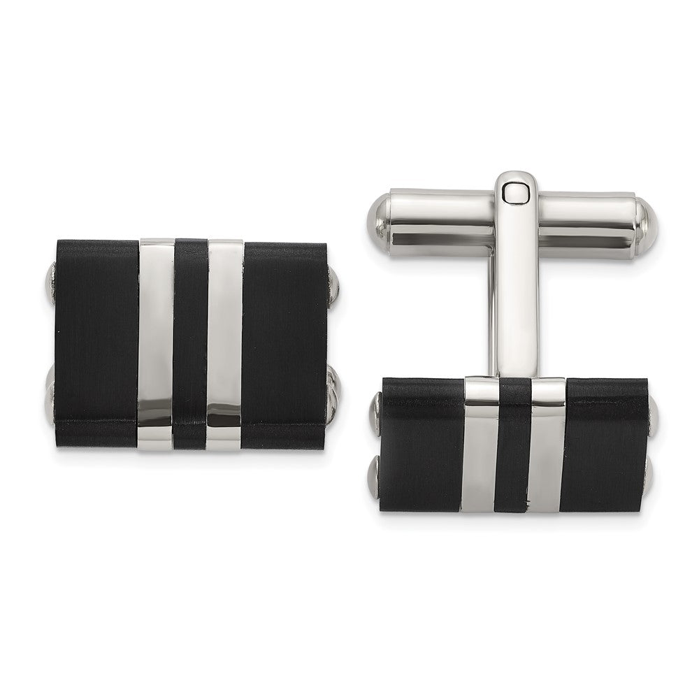 Chisel Stainless Steel Brushed and Polished Black IP-Plated Cuff Links fine designer jewelry for men and women