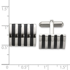 Chisel Stainless Steel Polished with Black Enamel Stripes Cuff Links fine designer jewelry for men and women