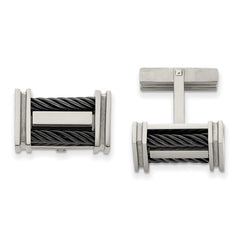 Chisel Titanium Polished Black IP-Plated Wire Cuff Links fine designer jewelry for men and women