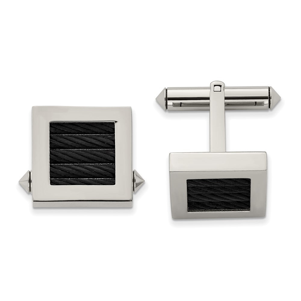 Chisel Titanium Polished Black IP-Plated Wire Cufflinks fine designer jewelry for men and women