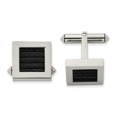 Chisel Titanium Polished Black IP-Plated Wire Cufflinks fine designer jewelry for men and women