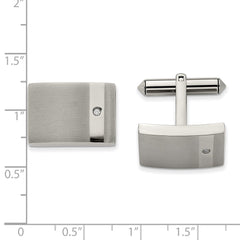 Chisel Titanium Brushed and Polished with CZ Cufflinks fine designer jewelry for men and women
