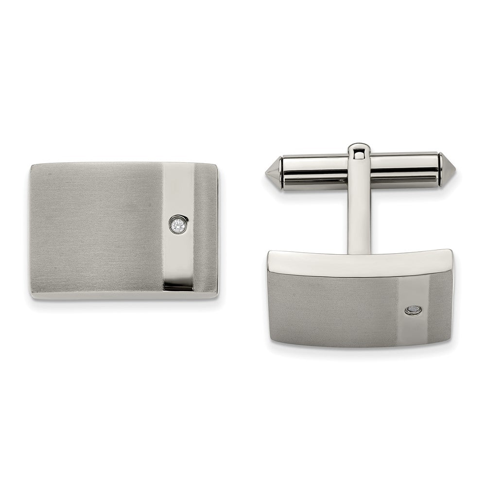 Chisel Titanium Brushed and Polished with CZ Cufflinks fine designer jewelry for men and women