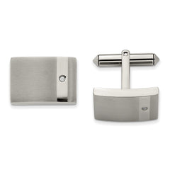 Chisel Titanium Brushed and Polished with CZ Cufflinks fine designer jewelry for men and women