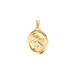 14k Yellow Gold Framed Guardian Angel Pendant, 15mm