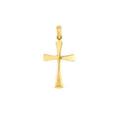 14K Yellow Gold Cross Pendant, Flared Edges, 1 Inch Length