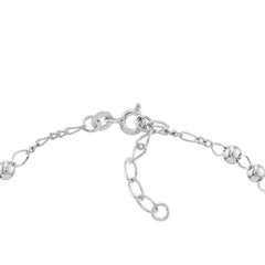 Sterling Silver Beads on Figaro Chain Adjustable Anklet, 10"