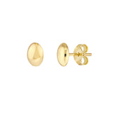 14k Yellow Gold Oval Dome Stud Earrings on Post Back, 8mm