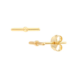 14K Yellow Gold Bar Stud Earrings, 6mm